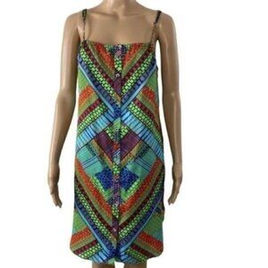 Mara Hoffman Short easy Dress Green Kasuri print Size medium